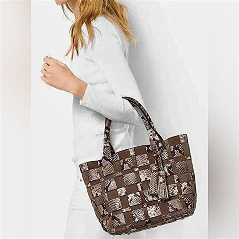 michael kors vivian woven handbag|michael kors woven leather bag.